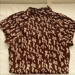 Anthropologie Brown Print Crop Top